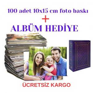100 adet 10x15 cm foto baskı 100'lük ALBÜM HEDİYE